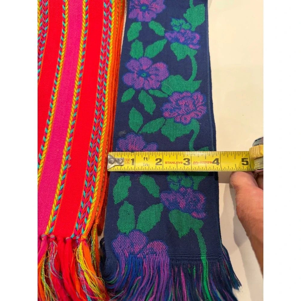 Unbranded Woven‎ Sash Belt Set Womens OS Multicolor Floral Striped Boho Fringe